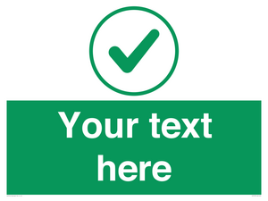 Custom green background, green tick in circle sign